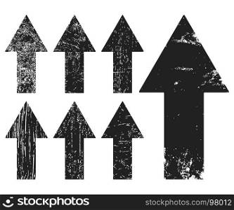 Set of black grunge texture arrrows. Set of black grunge texture arrows. Vector illustration.