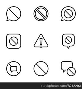 Set of black icons isolated on white background, on theme Ban