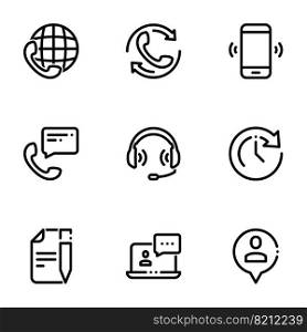 Set of black icons isolated on white background, on theme Communications