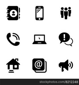 Set of black icons isolated on white background, on theme Communications
