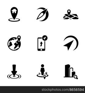 Set of black icons isolated on white background, on theme Location