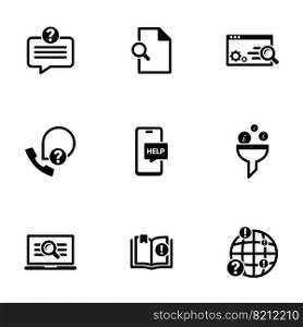 Set of black icons isolated on white background, on theme Search, sort data