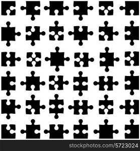 Set of black jigsaw puzzles. Vector illustration.
