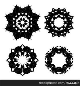 Set of Black Ornaments Isolated on White Background. Set of Black Ornaments