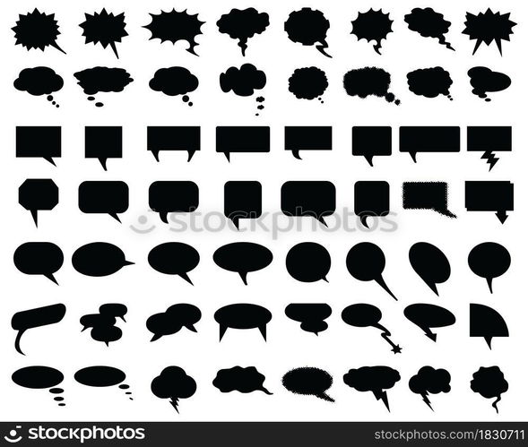 Set of black speech bubbles on a white background