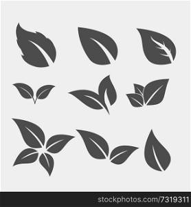 Set of black Tree Leaf flat icon