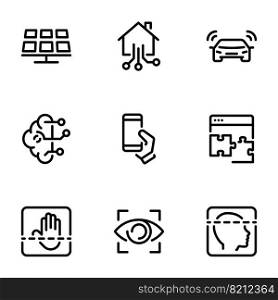 Set of black vector icons, isolated against white background. Illustration on a theme Intelligent and modern technologies