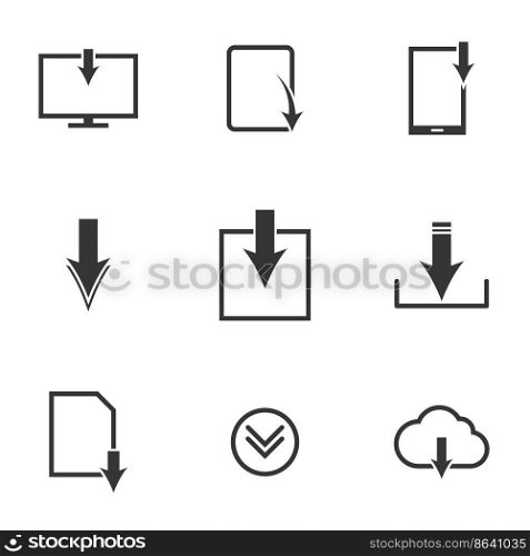 Set of black vector icons, isolated against white background. Flat illustration on a theme Download files