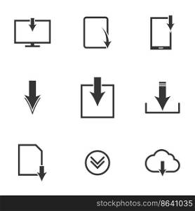 Set of black vector icons, isolated against white background. Flat illustration on a theme Download files
