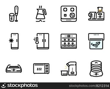 Set of black vector icons, isolated against white background. Illustration on a theme Kitchen Appliances
