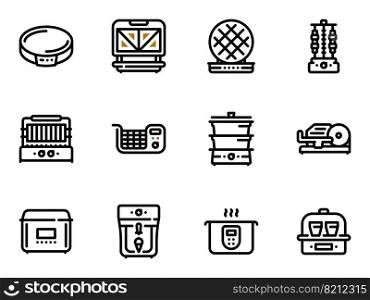 Set of black vector icons, isolated against white background. Illustration on a theme Kitchen Appliances
