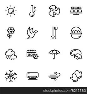 Set of black vector icons, isolated against white background. Illustration on a theme Seasons