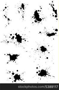 Set of black vector ink blots