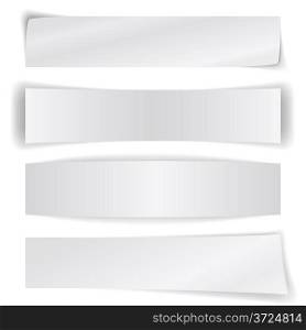 Set of blank paper banners isolated on white background.