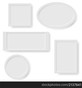 Set of Blank White Realistic Frames Isolated on White Background.. Set of Blank White Realistic Frames Isolated on White Background