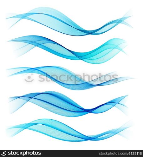 Set of blend abstract wave. Set of blend abstract wave. Vector wavy smoke lines. Blue color