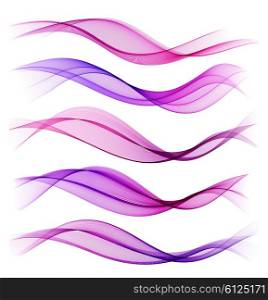 Set of blend abstract wave. Set of blend abstract wave. Vector wavy smoke lines. Purple and pink color