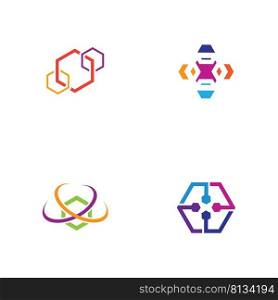 set of  Block Chain Logo Technology Icon
