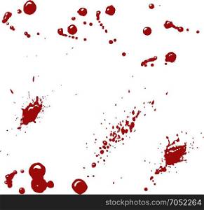 Set of blood splashes isolated on white background. Vector design element