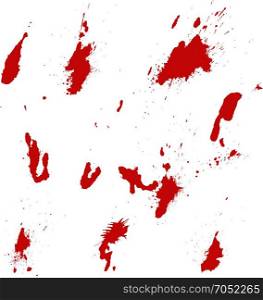 Set of blood splashes isolated on white background. Vector illustration