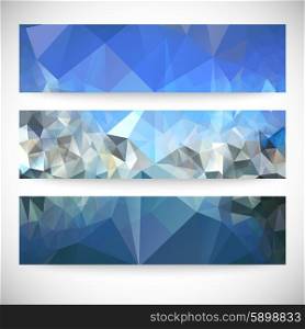 Set of blue abstract backgrounds, triangle design vector illustration.