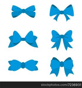 set of blue bow for celebration christmas and birthday, flat design isolated on white background,bow for business and design. Design elements