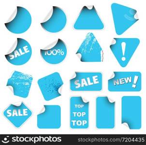 Set of blue labels badges and stickers - see my portfolio for more