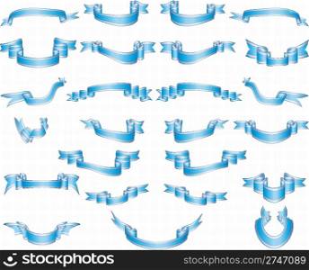 Set of blue ribbons with perl stripes