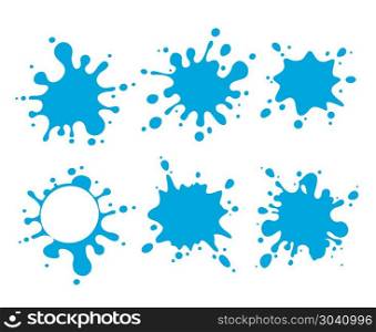 Set of blue vector water splashes isolated over white. Set of blue vector abstract water splashes isolated on white background illustration