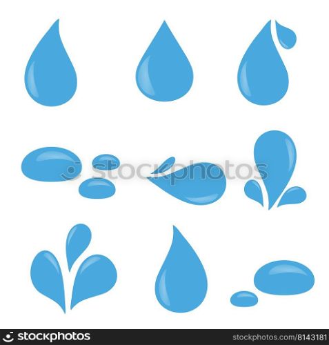 Set of blue water drop vector icons
