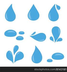 Set of blue water drop vector icons