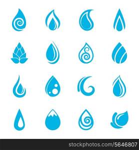 Set of blue water drops shape for mineral best healthy nature design