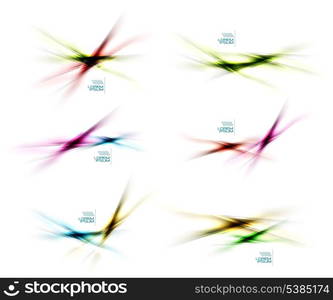 Set of blurred color shadow lines design elements