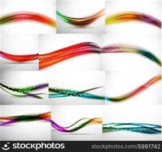 Set of blurred flowing waves backgrounds. Set of blurred flowing waves backgrounds. Vector templates