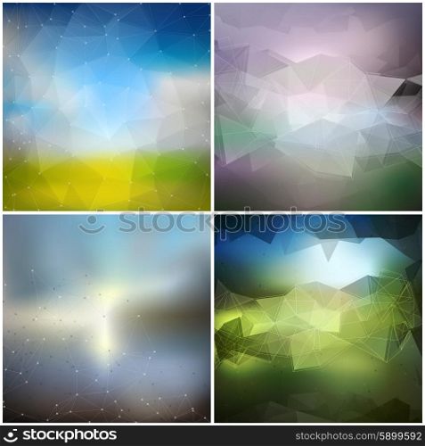 Set of blurry backgrounds. Abstract geometric colorful backgrounds. Triangle design abstract vectors. Set of blurry backgrounds. Abstract geometric colorful triangle design vectors