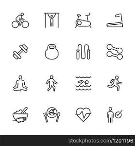 Set of body treatment for healthy or healthy live style. Editable stroke icon. Isolated at white background. Suitable for web