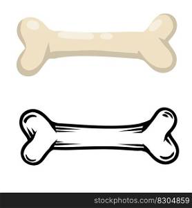 Set of bones. Part of the human skeleton. White dog Toy. Vector Cartoon and flat illustration,. Set of bones. Part of the human skeleton
