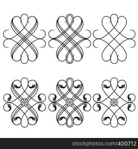 Set of border floral design elements for frame and others, hand drawn vector illustrations