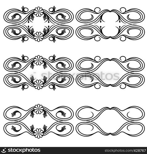 Set of border floral design elements for frame and others, hand drawn vector illustrations