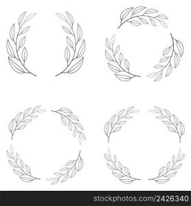Set of borders photo frame circle Laurel wreath. Decorative elements vector Laurel wreath of the winner