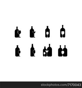 set of Bottle and glass logo template vector icon illustration design