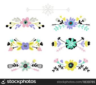 Set of bouquets of different colors