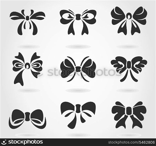 Set of bows for design. A vector illustration