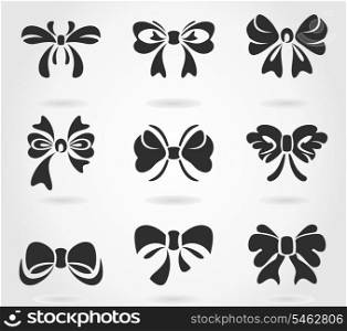 Set of bows for design. A vector illustration