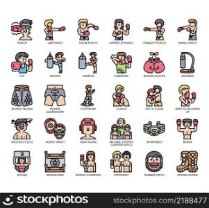 Set of Boxing thin line icons for any web and app project.