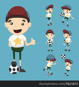 Set of boy play football , eps10 vector format