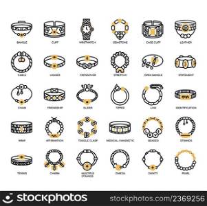 Set of Bracelets thin line icons for any web and app project.