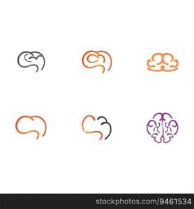set of brain logo and symbol vector illustration design