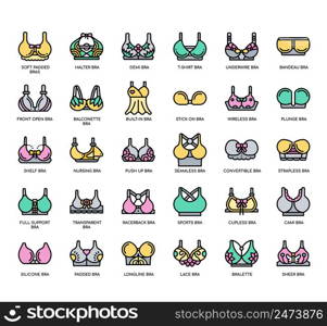 Set of Bras thin line icons for any web and app project.