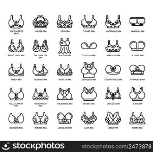 Set of Bras thin line icons for any web and app project.